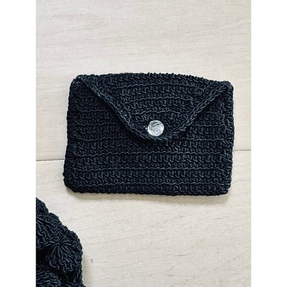 Vintage 40-50s Popcorn Crochet Woven Evening Bag Celluloid Strap Retro Dainty - Picture 4 of 8